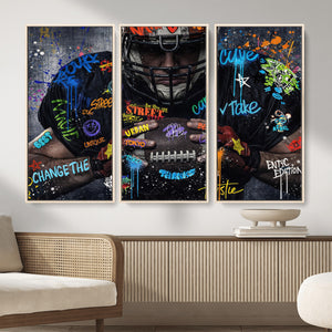 Graffiti American Football Player Street Art Wall Art Canvas
