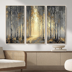 Abstract Birch Forest Wall Art Canvas Print – Modern Neutral