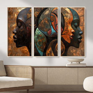 Abstract Afro American Women Wall Art Canvas Print
