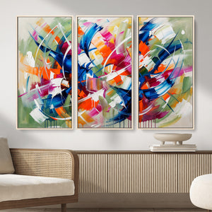 Geometric Abstract Wall Art Canvas Print, Orange Blue