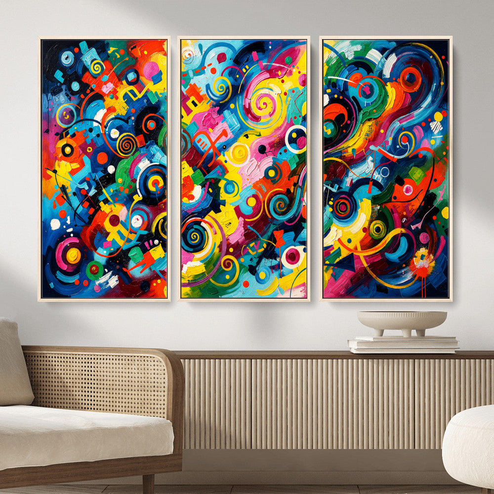 Geometric Abstract Wall Art Canvas Print, Bold Color