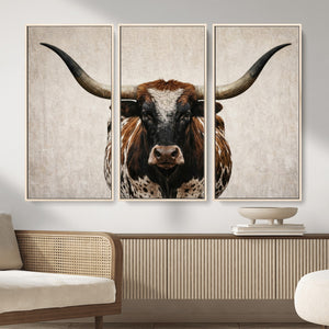 Texas Longhorn Canvas Wall Art Western Bull Desert Moody