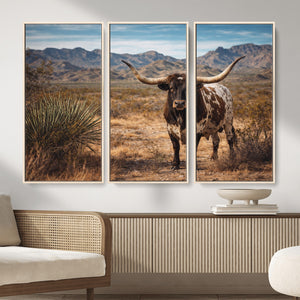 Texas Longhorn Canvas Wall Art Western Bull Desert Moody