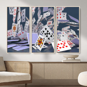 Playing Cards Canvas Wall Art | Casino Game Room Decor,