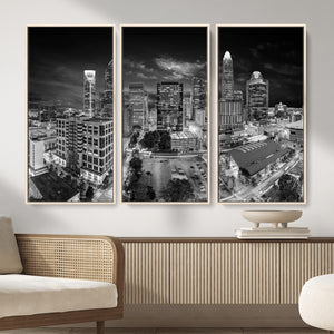 Charlotte Skyline Canvas Wall Art Print – North Carolina Cityscape Photography Print
