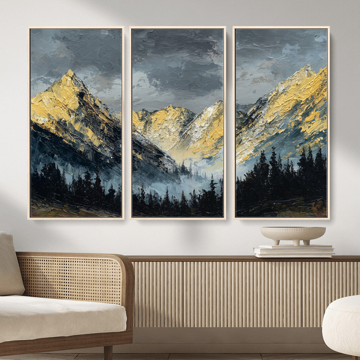 Abstract Mountain Wall Art Canvas Print Modern Landscape Painting Print