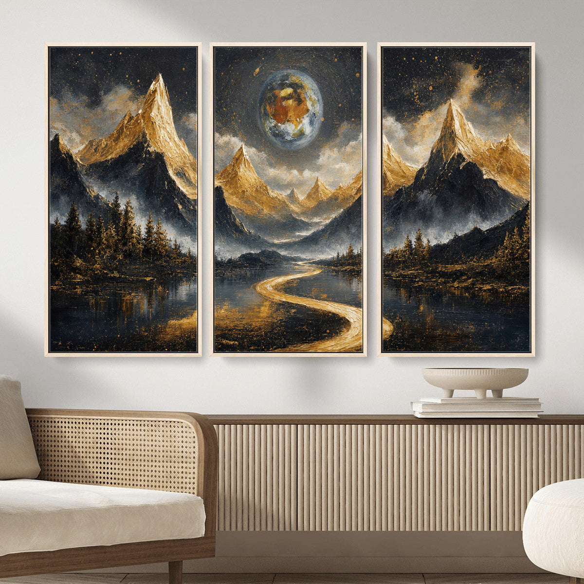 Abstract Mountain Wall Art Canvas Print Modern Landscape Painting Print
