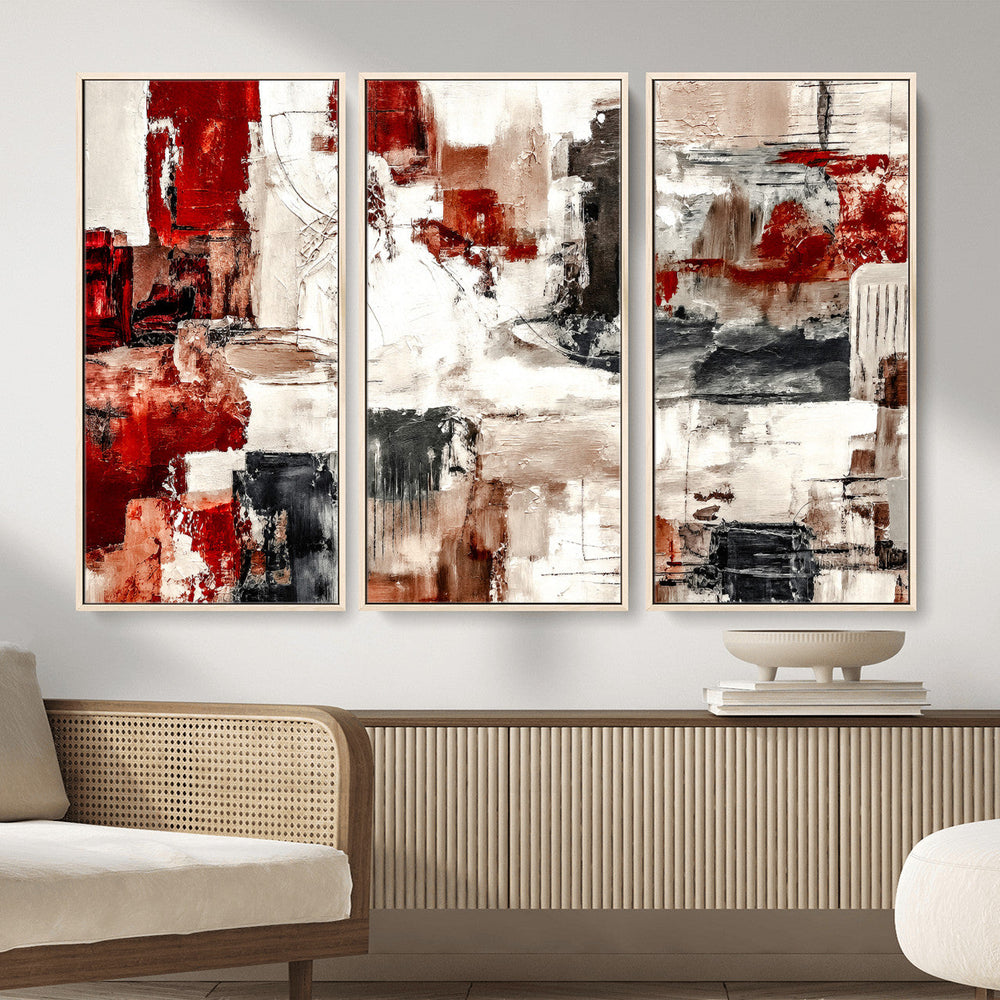 Blue Teal Abstract Canvas Wall Art, Modern Textured Painting Print, Navy Orange White Contemporary Art, Neutral Living Room Decor, Office Art