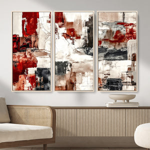 Blue Teal Abstract Canvas Wall Art, Modern Textured Painting Print, Navy Orange White Contemporary Art, Neutral Living Room Decor, Office Art