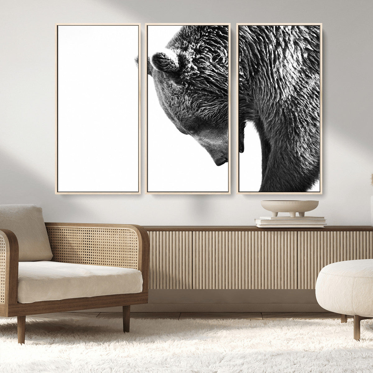 Black and White Grizzly 399 Bear Canvas Print Wall Art |