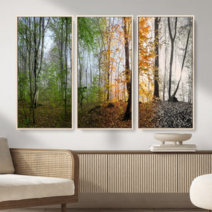 Four Seasons Wall Art Forest Canvas Print – Triptych