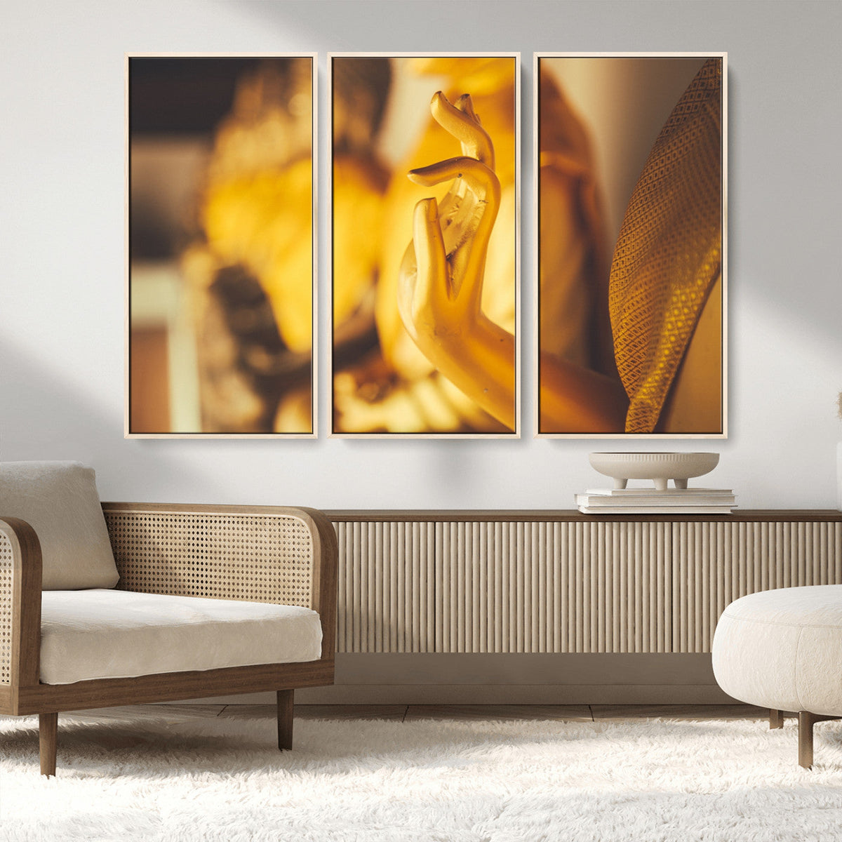 Gold Buddha Statue Hands Wall Art Canvas Print
