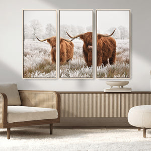 Longhorn Cattle Wall Art Canvas Print, Framed Farmhouse