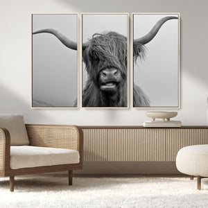 Texas Cow Wall Art Canvas, Texas Longhorn Cattle Canvas