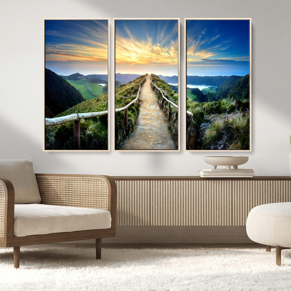 Mountain and Sunset Wall Art Canvas Print