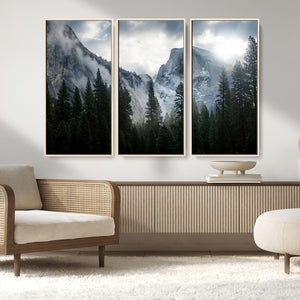 Yosemite National Park El Capitan Foggy Mountain Wall Art |