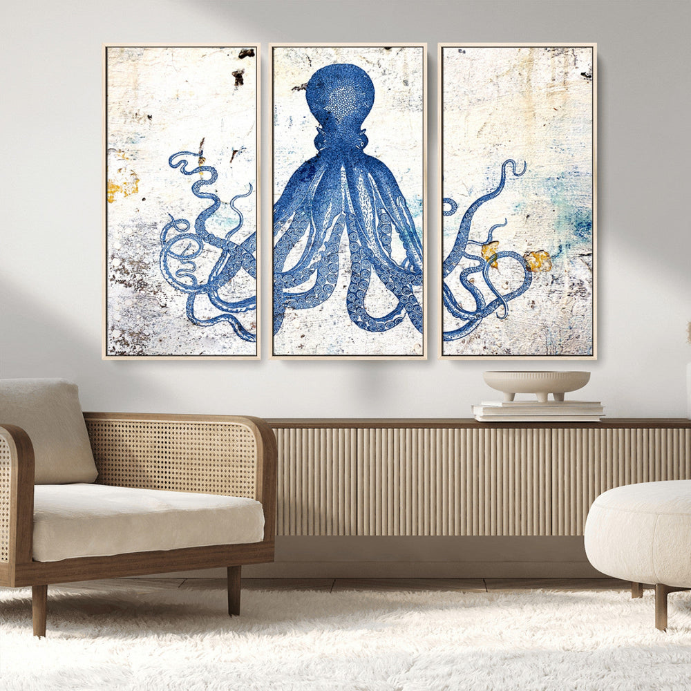 Octopus Canvas Wall Art | Coastal Marine Life Artwork for