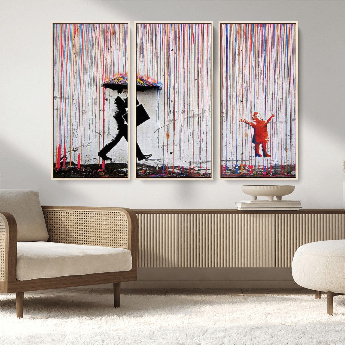 Banksy Wall Art Canvas Print, Framed Graffiti Art Picture