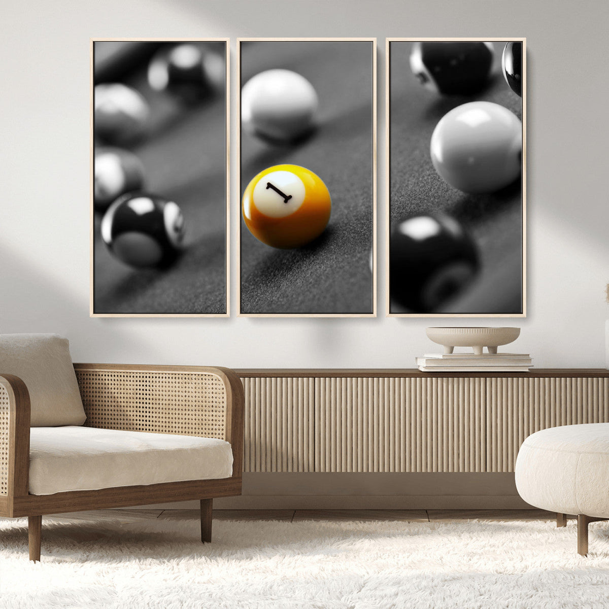 Wall Art Pool Table and Balls Canvas Print