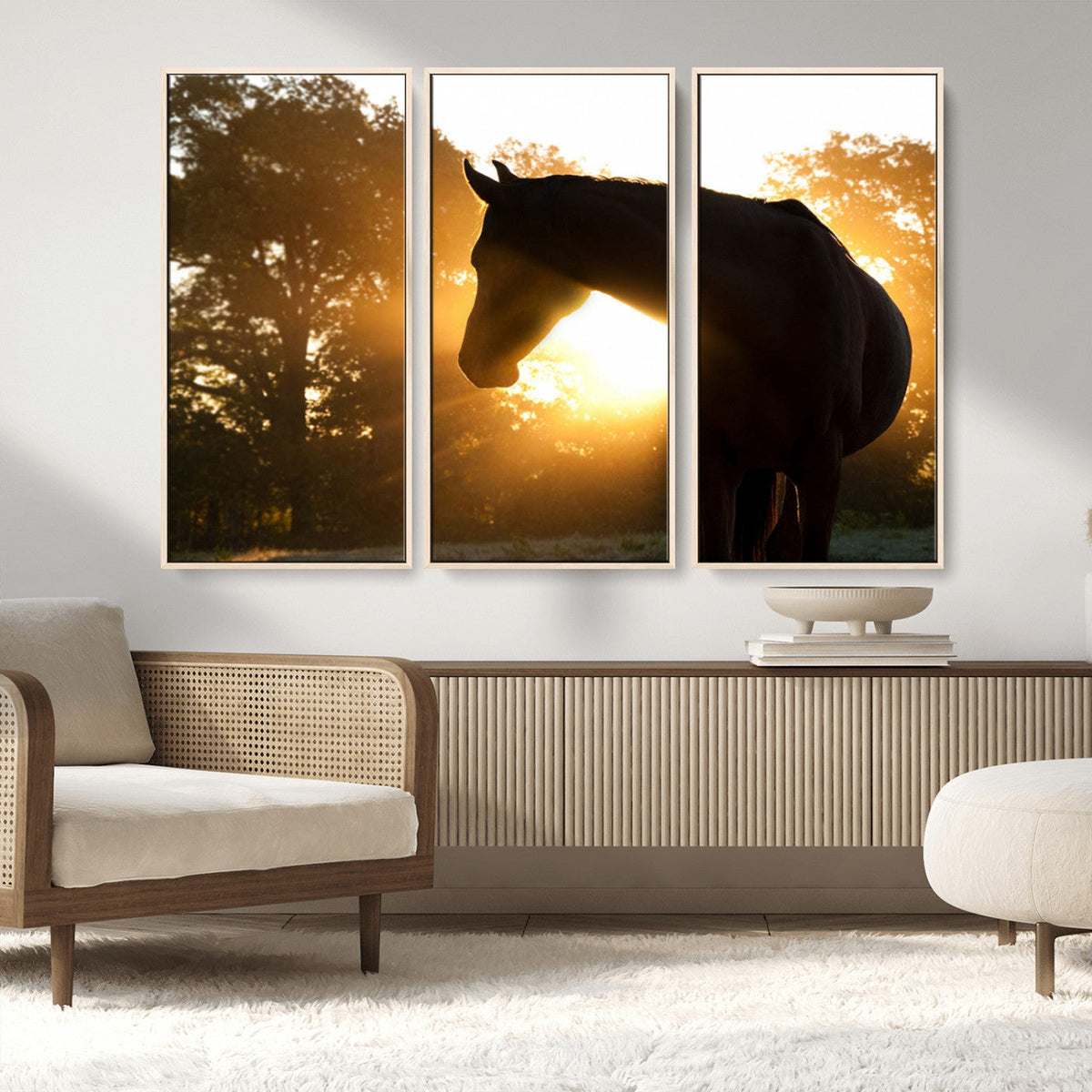 Horse at Sunset Wall Art Animal Canvas Print