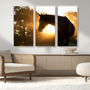 Horse at Sunset Wall Art Animal Canvas Print