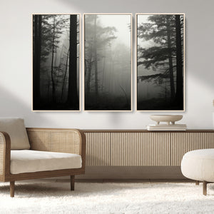 Misty Forest Wall Art Premium Canvas Print a Foggy and