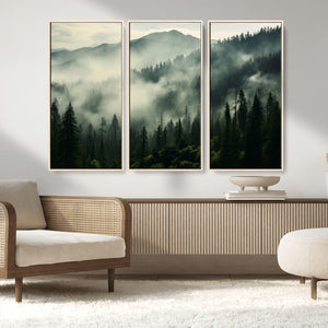 Captivating Misty Forest Wall Art Premium Canvas Print a