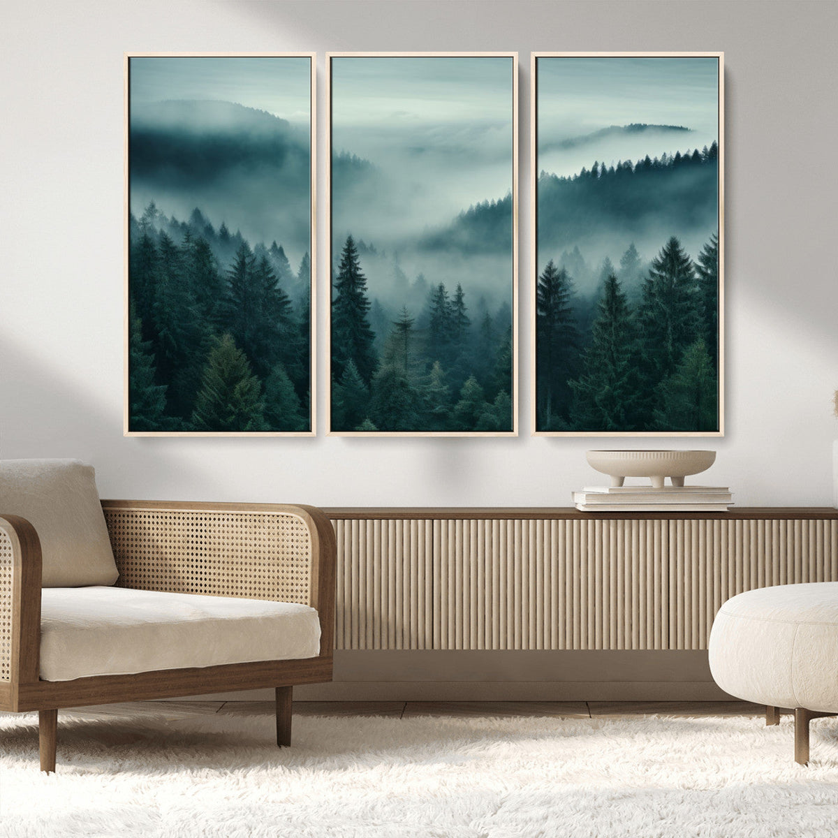 Captivating Misty Foggy Forest Wall Art Premium Canvas Print