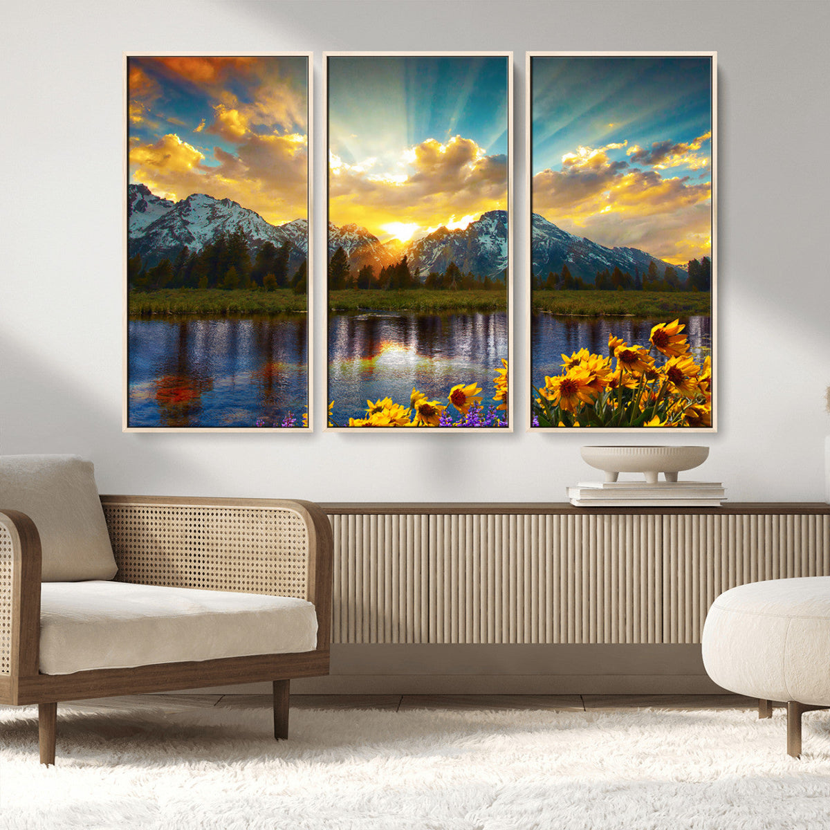 Grand Teton Park Sunrise Wall Art – Vibrant Landscape Canvas