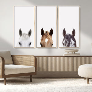 Horse Prints Set, Set of 3 Horse Wall Art, Horses Portraits,