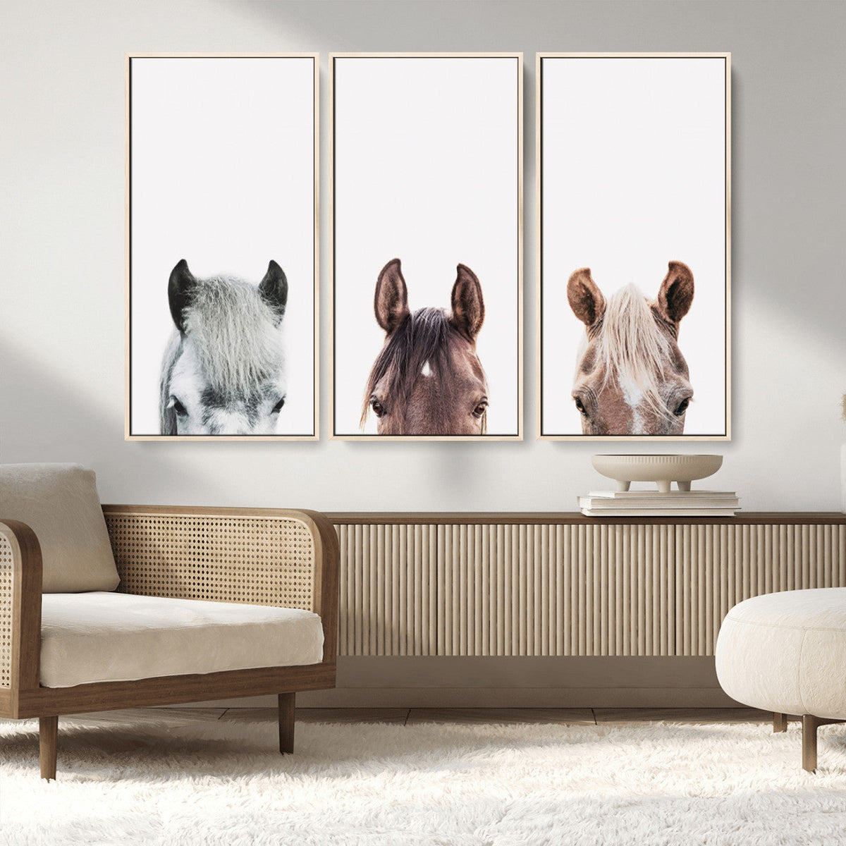 Horse Wall Art - Minimalist Horse Triptych Wall Art – Modern