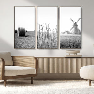 Vintage Farmhouse Black and White Triptych Wall Art – Giclee