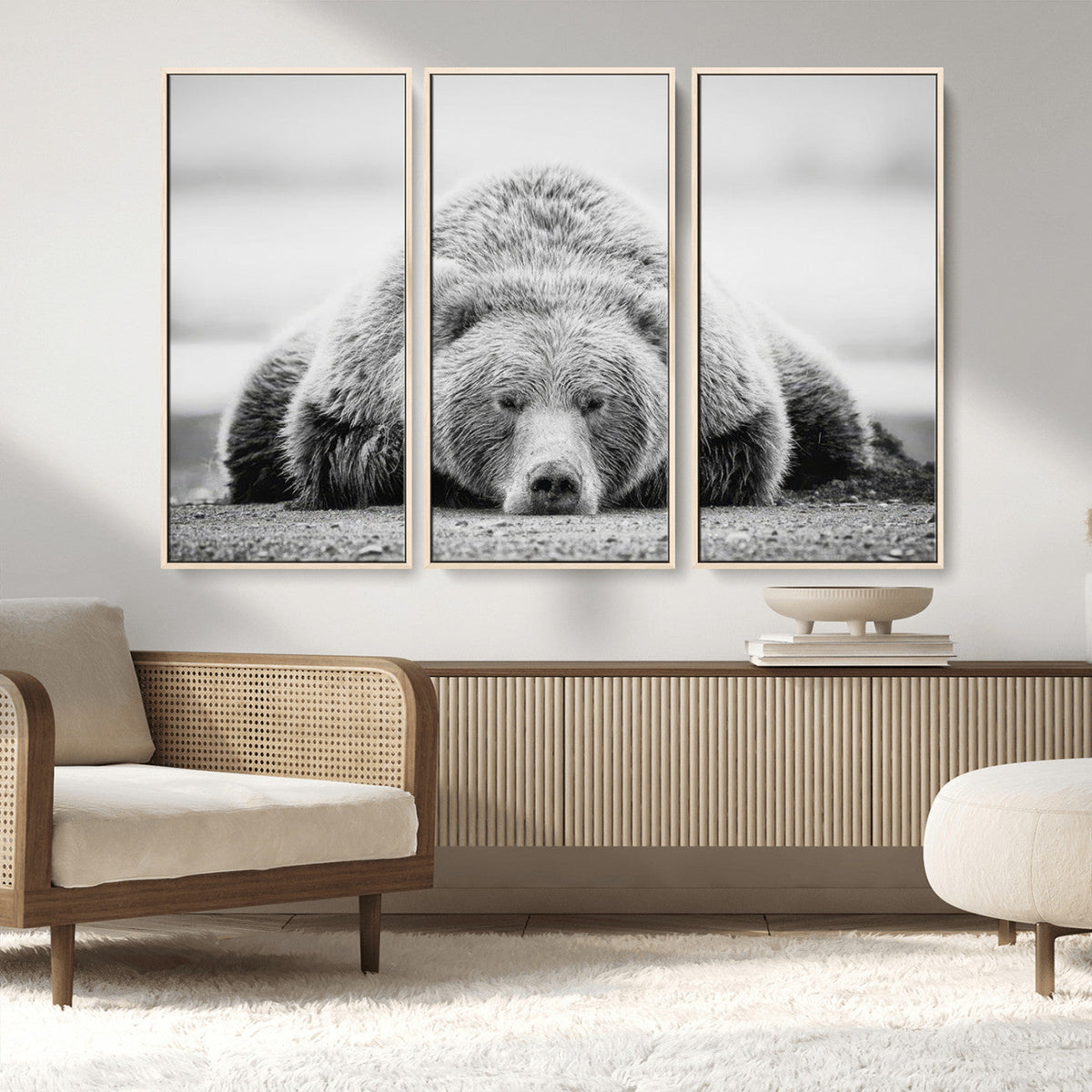 Resting Grizzly Bear Wall Art Canvas Print – Majestic Lazy
