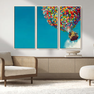 Carl Fredricksen, Up Movie Wall Art, Colorful Balloon House