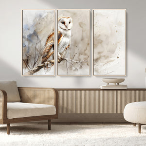 Barn Owl Wall Art | Watercolor Canvas Print | Perfect for