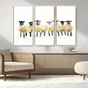 Farmhouse Wall Art Sheep Print | Ready to Hang Framed Canvas