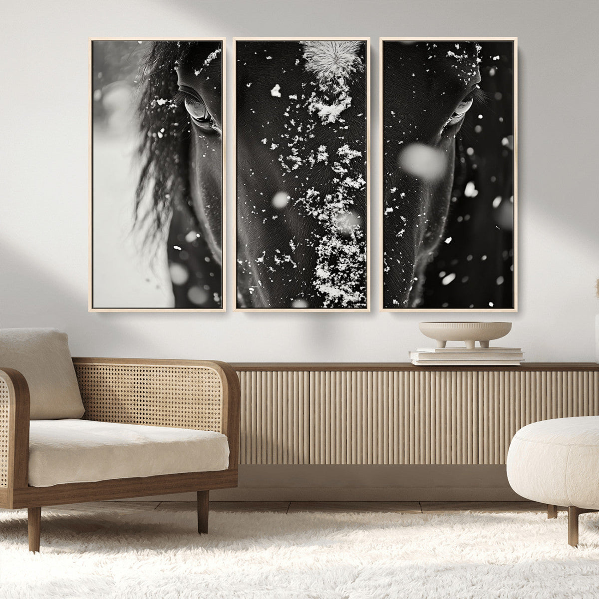 Winter Horse Snow Wall Art Canvas Print