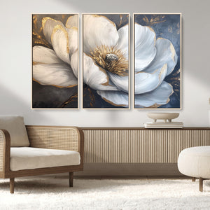 White Magnolia Flower Wall Art Canvas Print | Abstract