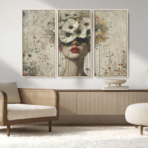 Abstract Floral Women Patel Wall Art Canvas Print