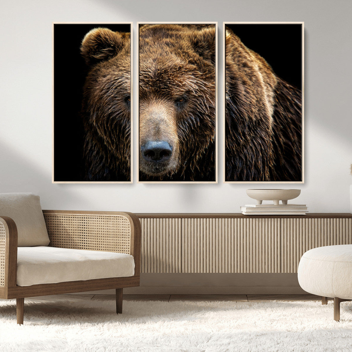 Grizzly Brown Bear Canvas Wall Art, Wildlife Animal Canvas