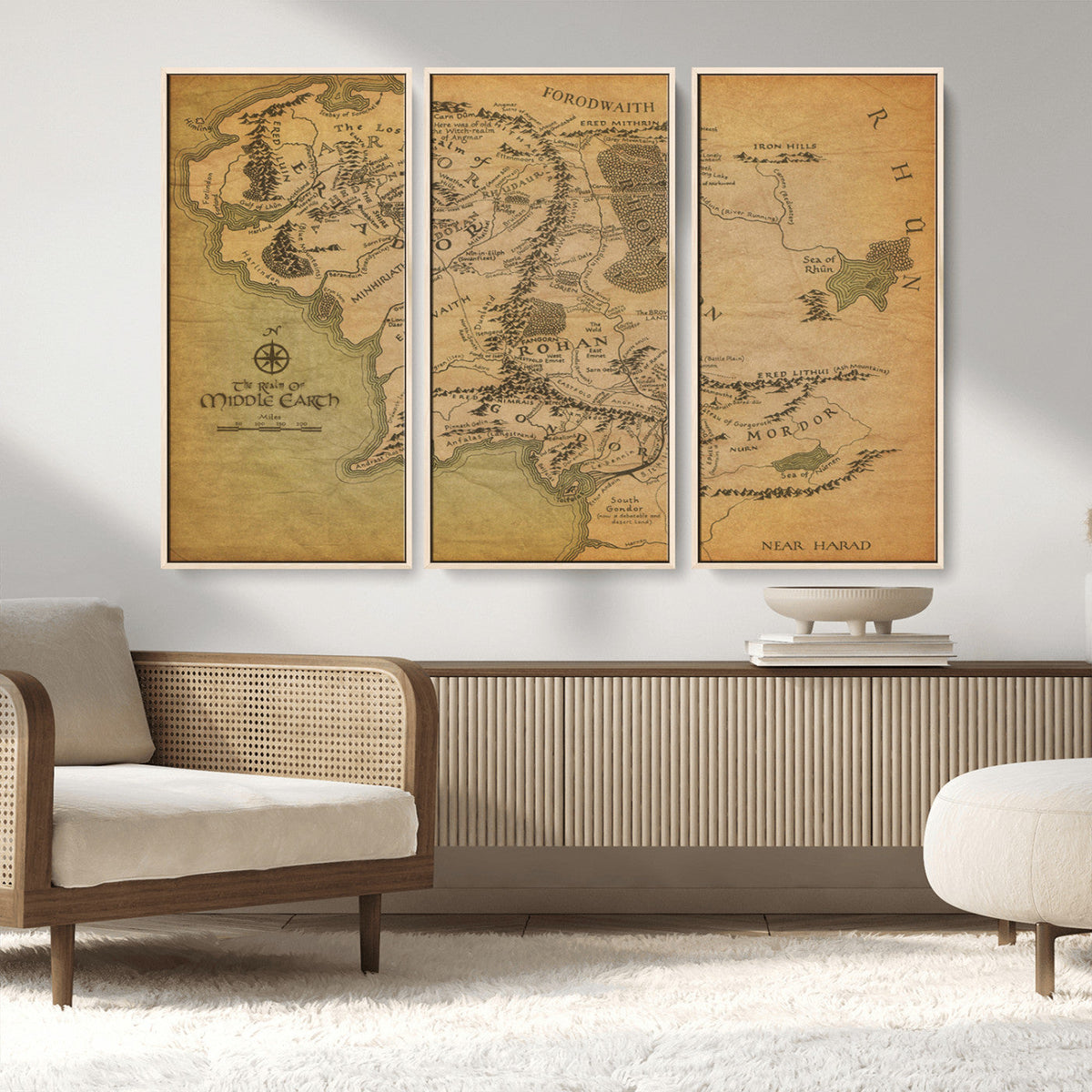 Middle Earth Map Canvas Wall Art – Vintage Fantasy Map