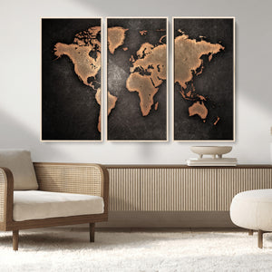 World Map Canvas Print – Framed Travel Map Wall Art for