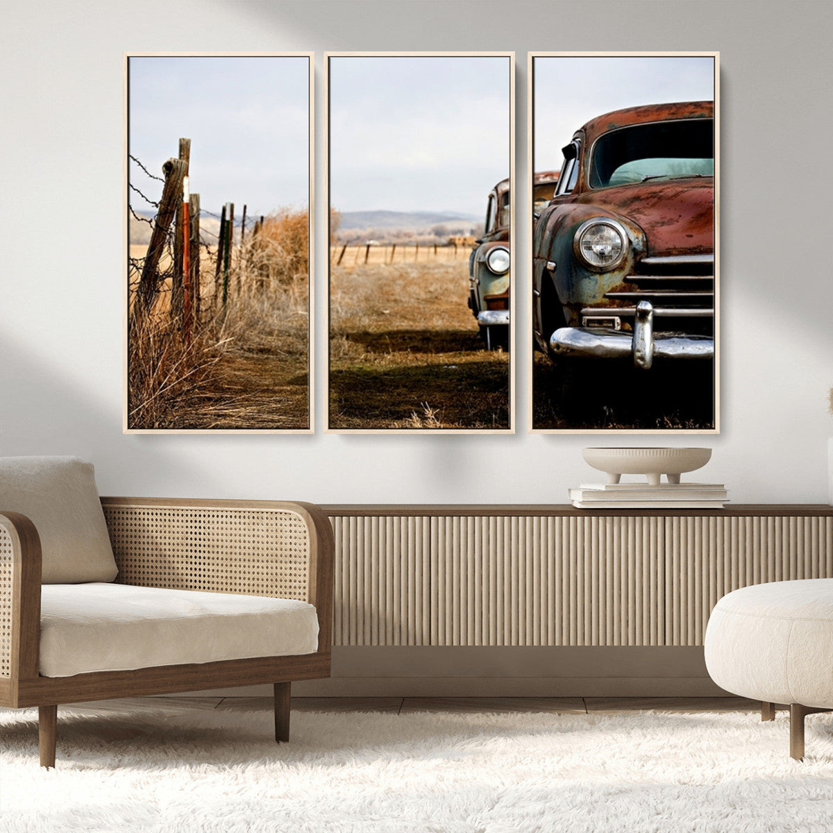 Old Rustic Classic Car Wall Art Canvas Print