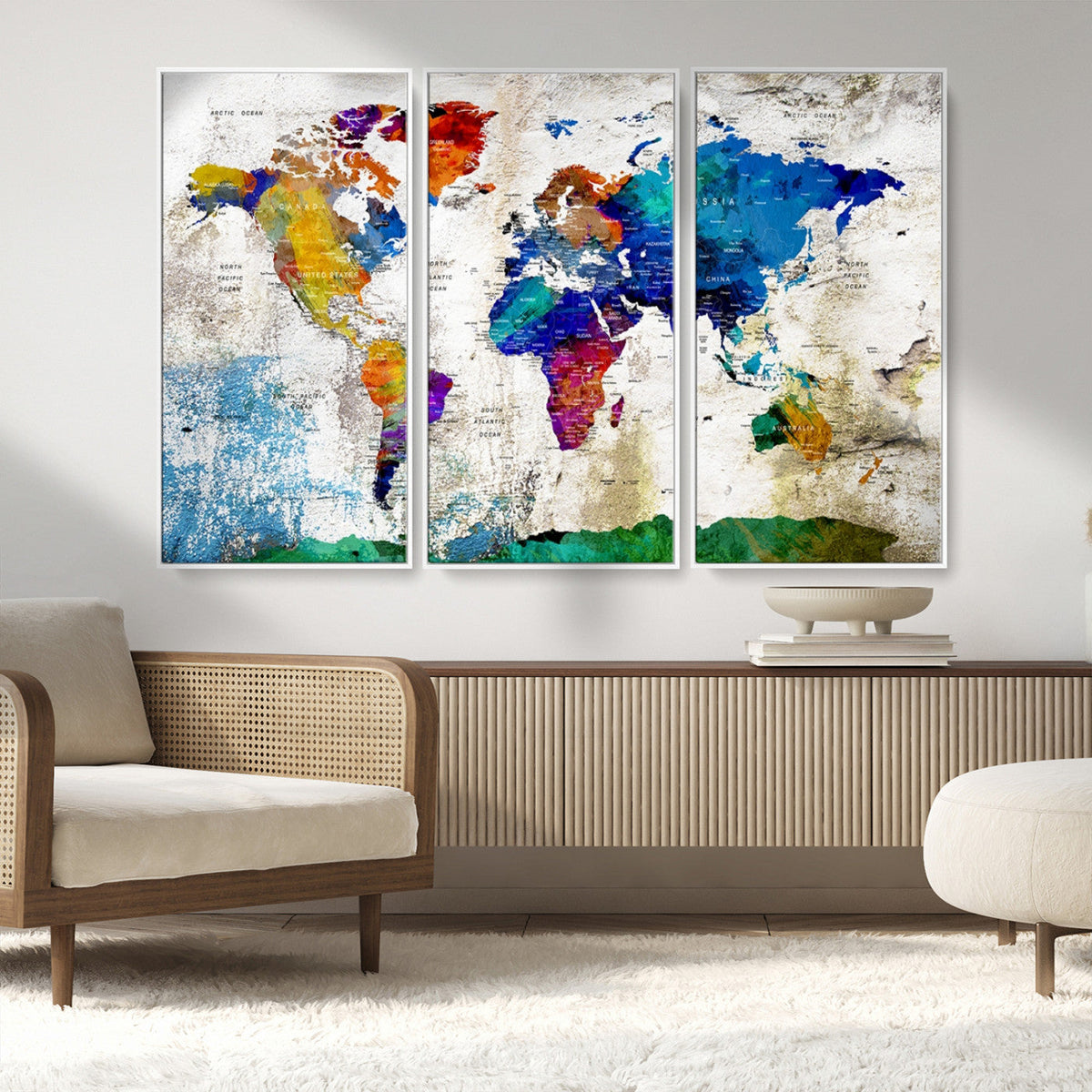 World Map Canvas Print – Framed Travel Map Wall Art for
