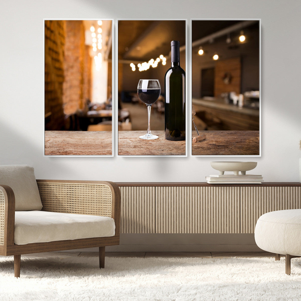 Wine and Bottle Wall Art Canvas Print