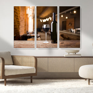 Wine and Bottle Wall Art Canvas Print