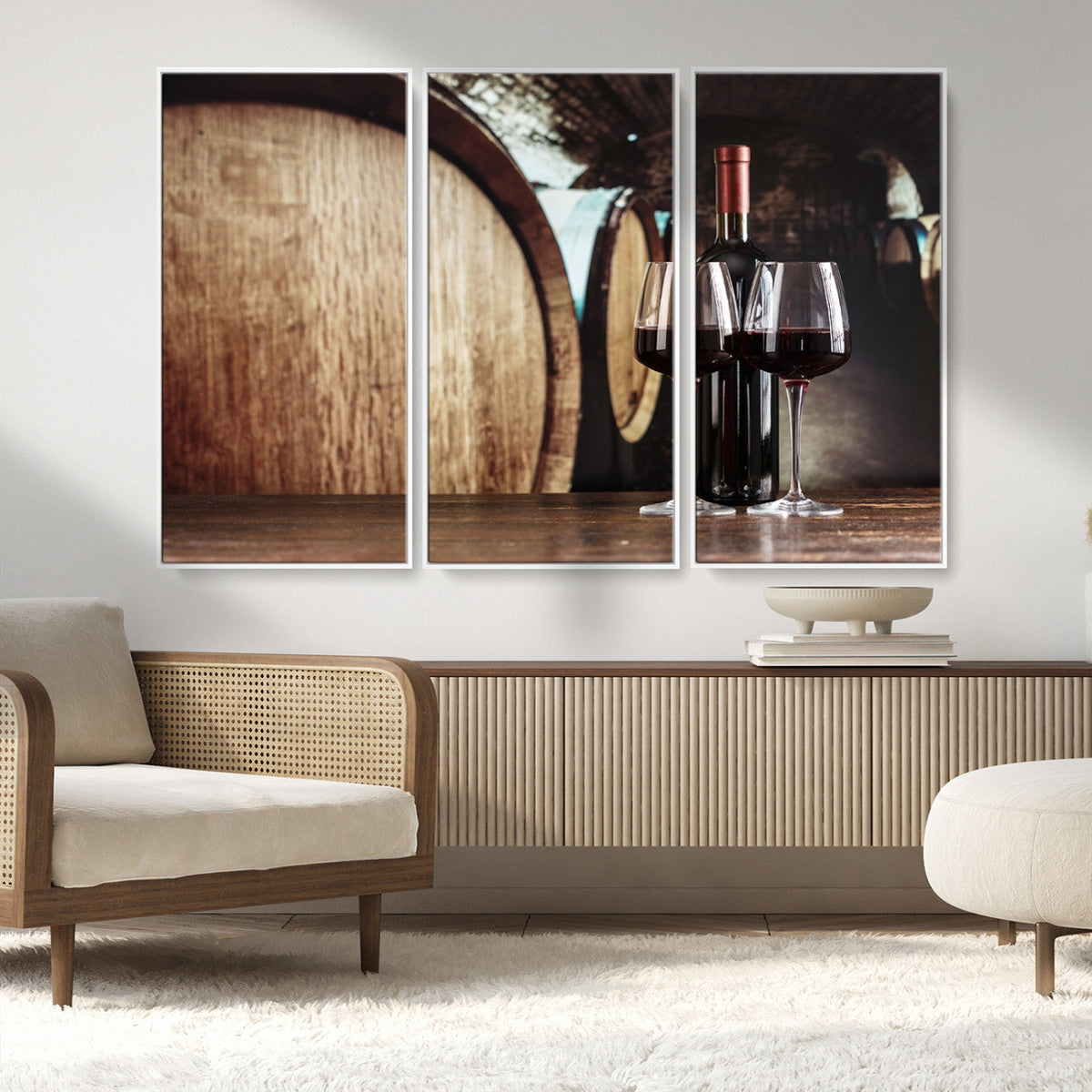 Wine and Barrel Wall Art Canvas Print