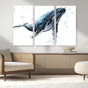 Watercolor Whale Wall Art Canvas Print