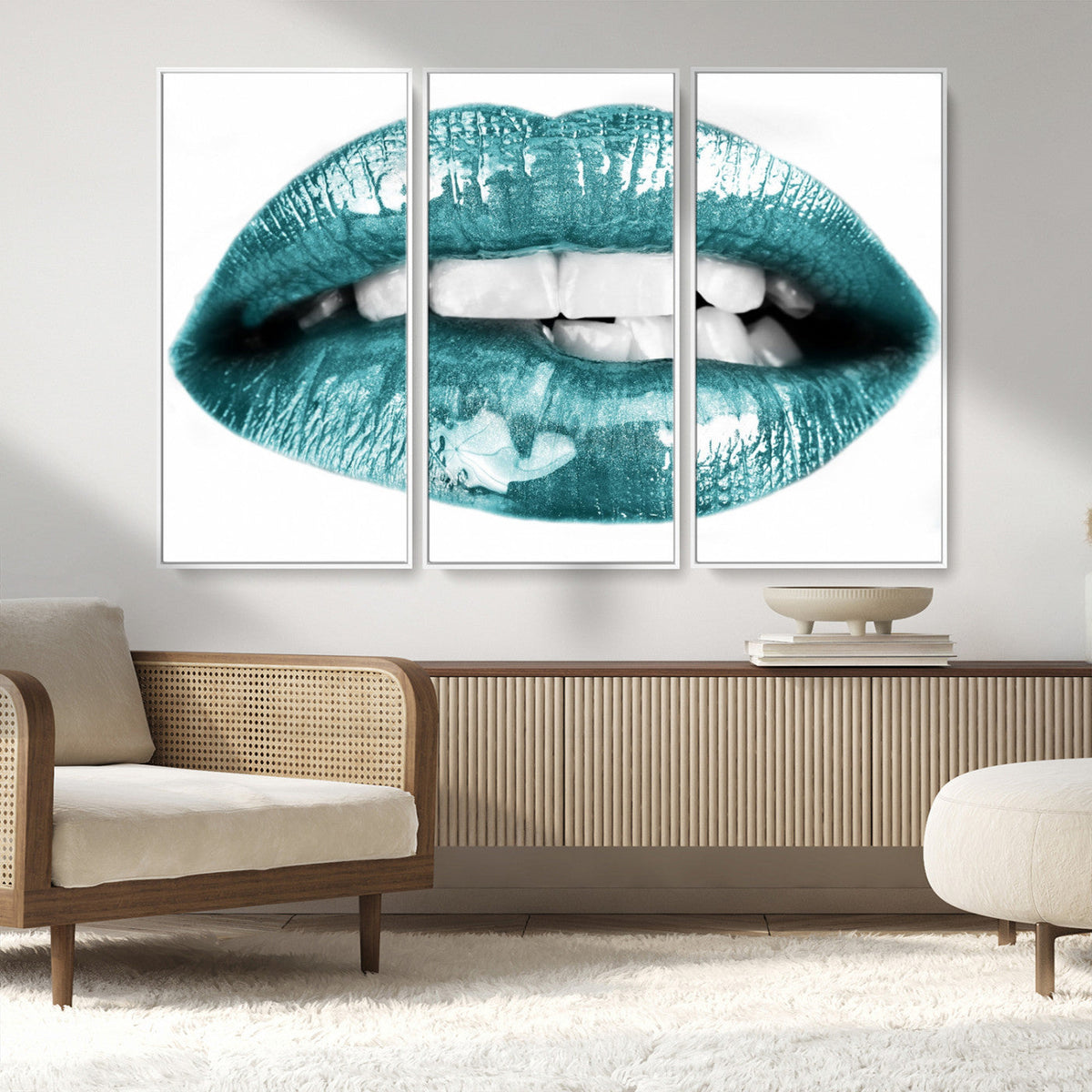 Blue Lips Wall Art Canvas Print