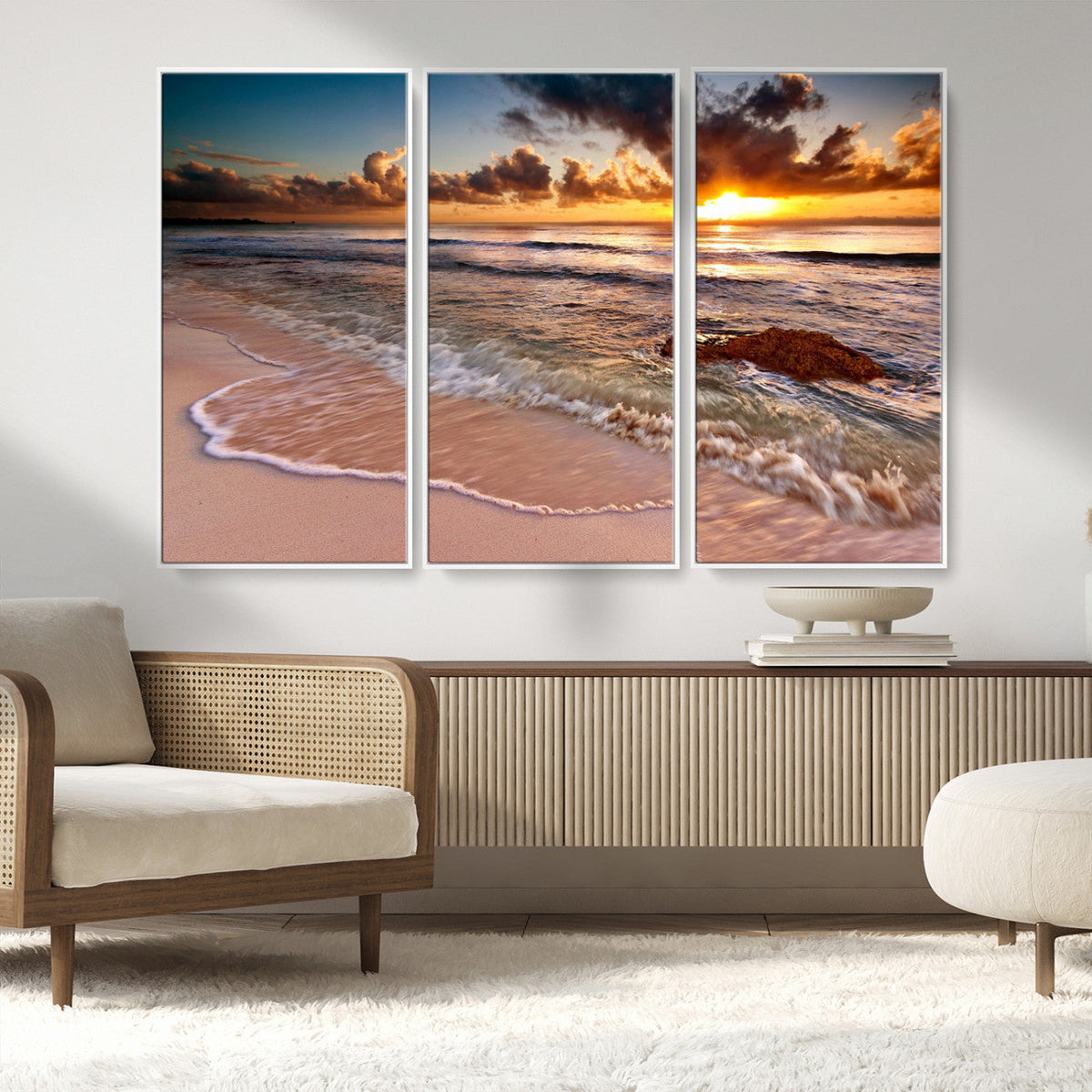 Sunset on Ocean Wall Art Canvas Print